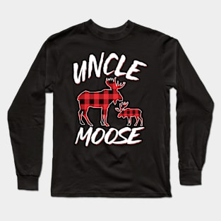 Red Plaid Uncle Moose Matching Family Pajama Christmas Gift Long Sleeve T-Shirt